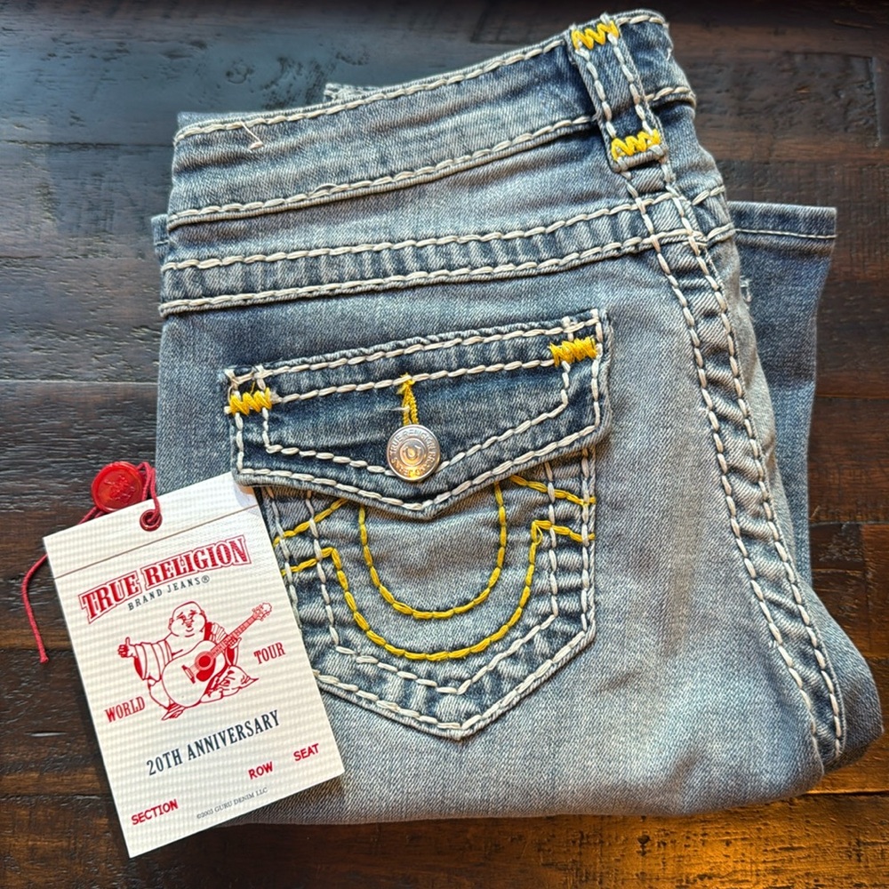 nwt true religion 20th anniversary joey low rise flare jean modern light wash 25